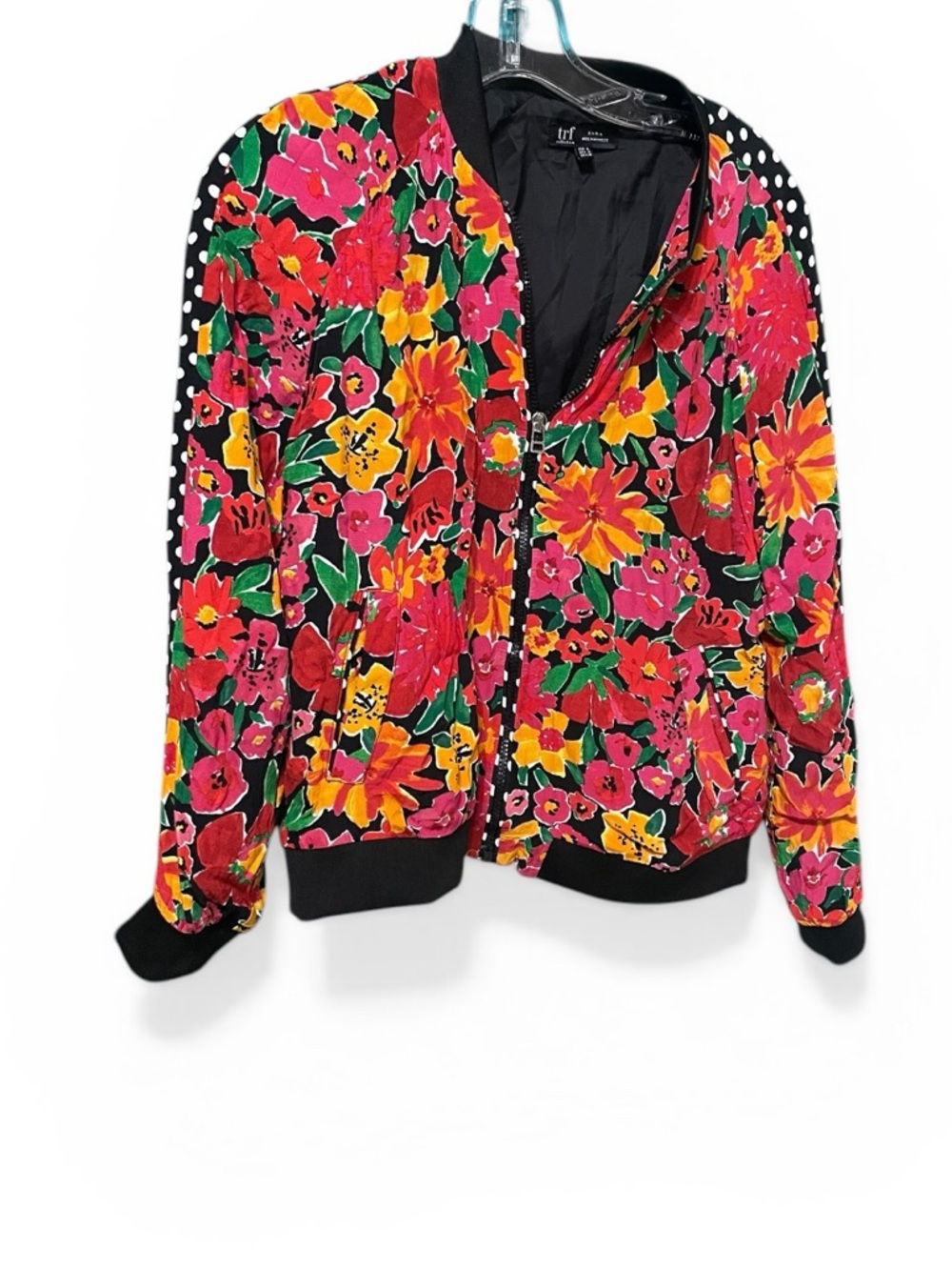 Zara TRF Floral Polka Dot Bomber Jacket Size M Indie Spring Maximalist